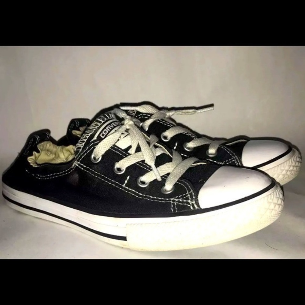 Converse All Star Sneakers Shoes Ladies Sz5 Unisex Black Elastic Back Slip On